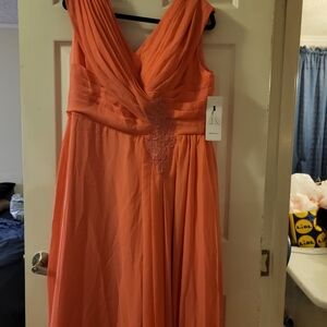 Elegant Coral Evening Gown